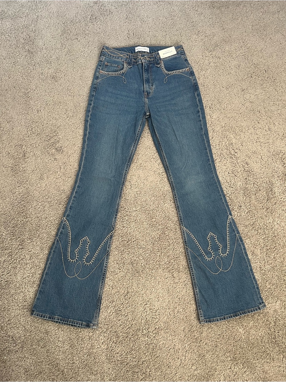 Abercrombie & Fitch Blue Boot-Cut Jeans with Western Stitching